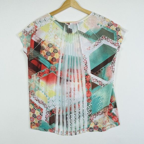 Chico's Modern Print A-Line Short Sleeve Pullover T-Shirt Top Womens 2 Large - Picture 4 of 7